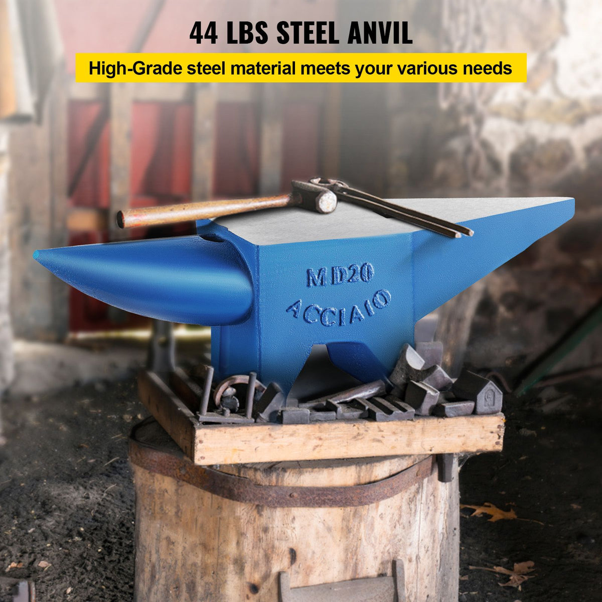 Single Horn Anvil 44Lbs Steel Anvil Blacksmith for Sale Forge Tools and Equipment Anvil Rugged Round and Square Hole Horn Anvil Blacksmith Jewelers Metalsmith Blacksmith Tool