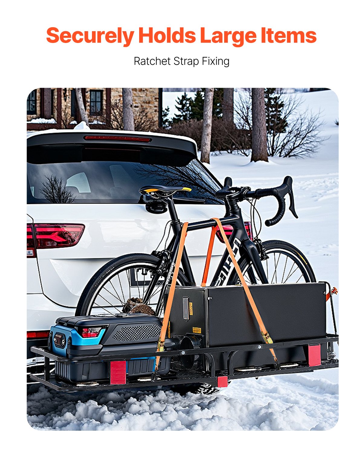 Cat Carriers & Crates: VEVOR 53" x 19" x 5", Hitch Cargo Carrier, 500 lbs Capacity Hitch Cargo Carrier with Hitch Stabilizer & Ratchet Straps, Hitch Mount Cargo Carrier with Cargo Net with Hook, Fit for SUVs