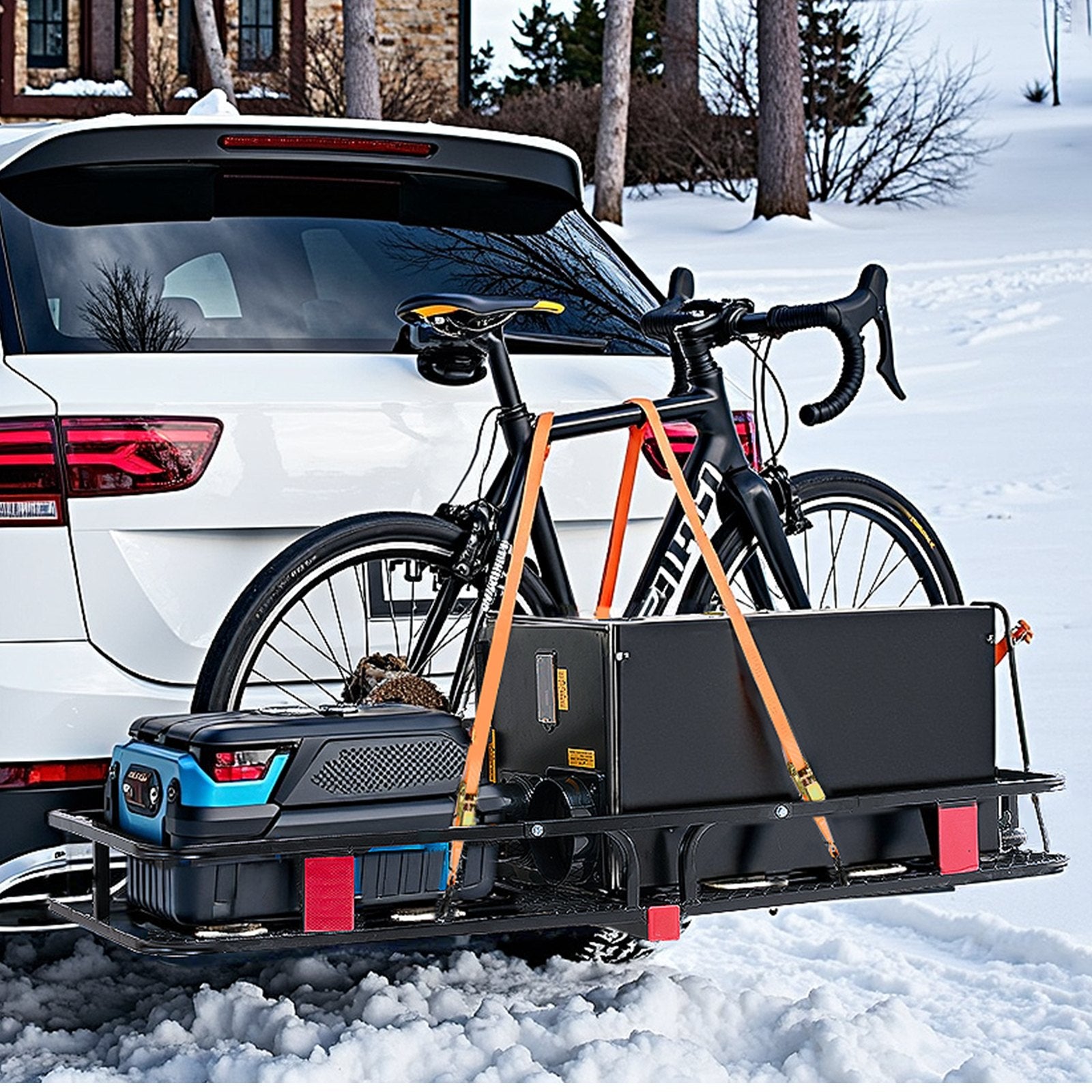 Cat Carriers & Crates: VEVOR 53" x 19" x 5", Hitch Cargo Carrier, 500 lbs Capacity Hitch Cargo Carrier with Hitch Stabilizer & Ratchet Straps, Hitch Mount Cargo Carrier with Cargo Net with Hook, Fit for SUVs