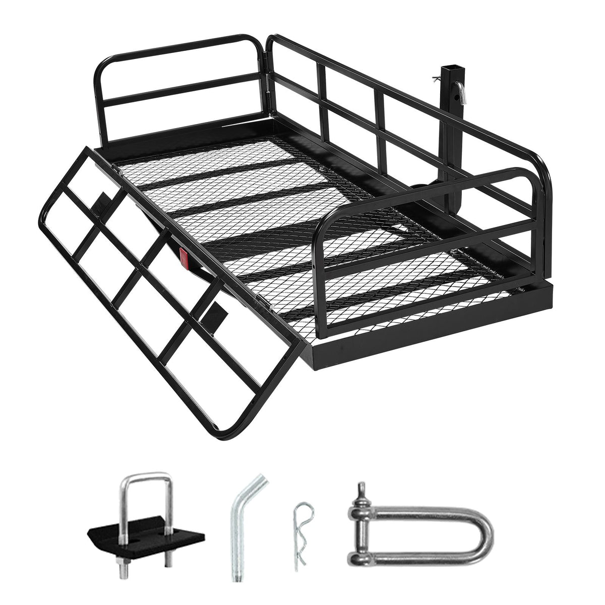 60" x 24" x 14", Hitch Cargo Carrier, 500 lbs Capacity Hitch Cargo Carrier with Anti-Rattle Hitch Stabilizer, Folding Hitch Mount Cargo Carrier with Pins and Latches, Fit for SUVs/Pickup Trucks