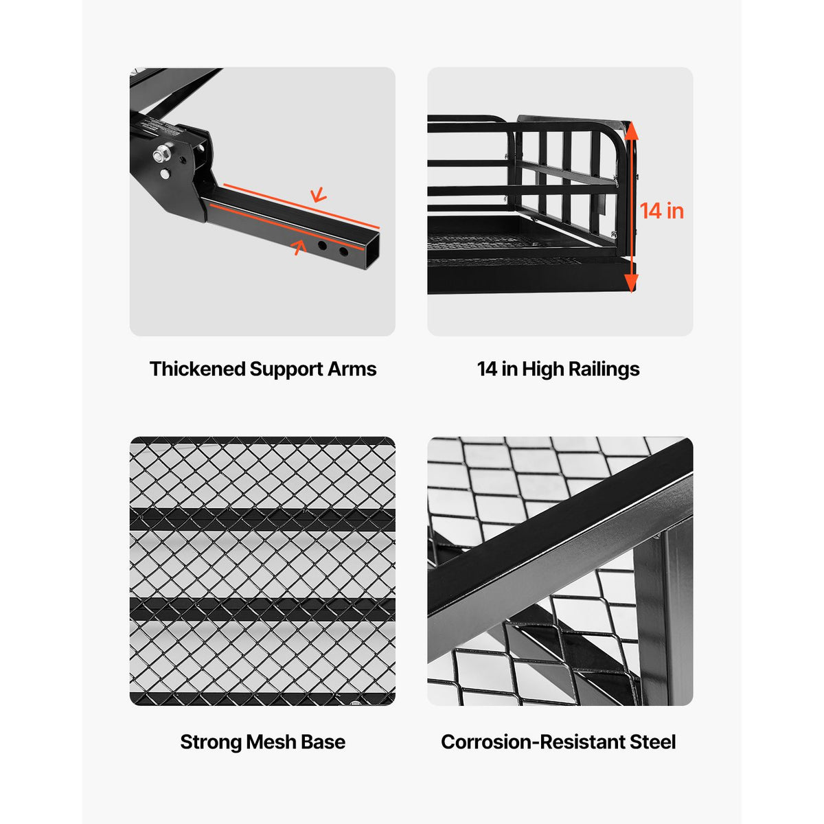 60" x 24" x 14", Hitch Cargo Carrier, 500 lbs Capacity Hitch Cargo Carrier with Anti-Rattle Hitch Stabilizer, Folding Hitch Mount Cargo Carrier with Pins and Latches, Fit for SUVs/Pickup Trucks