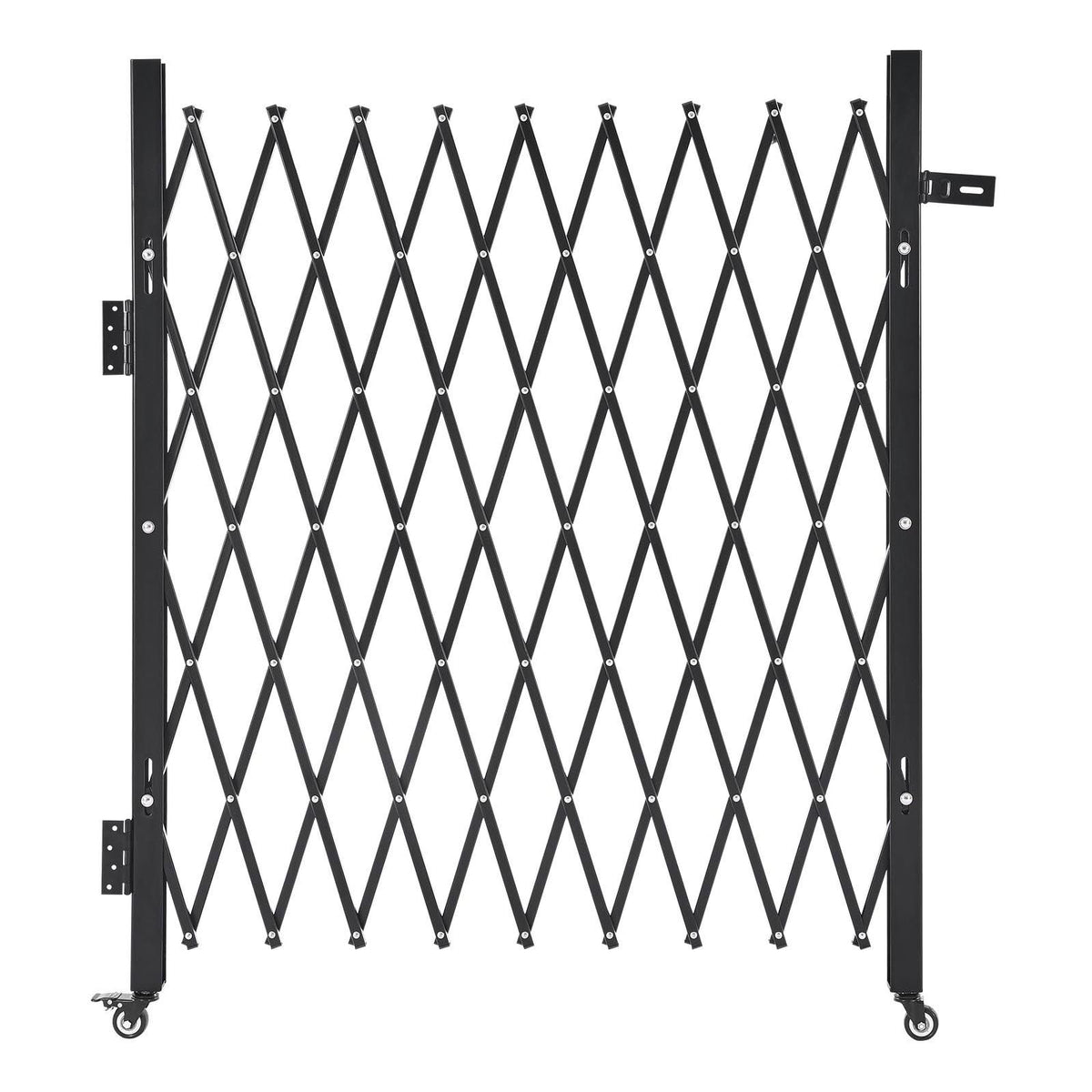 Single Folding Security Gate, Lockable Scissor Gate with 360 degree Swivel Casters, Outdoor Barricade Steel Retractable Gates, for Entry Security, Garage, Warehouse & Pool, 1900 x 1310 mm (W x H)