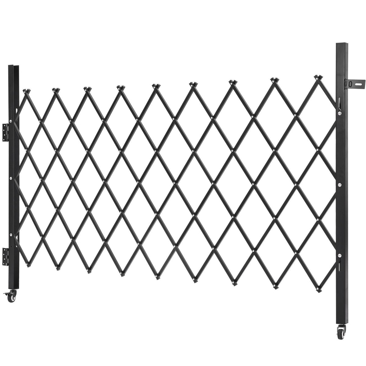 Single Folding Security Gate, Lockable Scissor Gate with 360 degree Swivel Casters, Outdoor Barricade Steel Retractable Gates, for Entry Security, Garage, Warehouse & Pool, 1900 x 1310 mm (W x H)