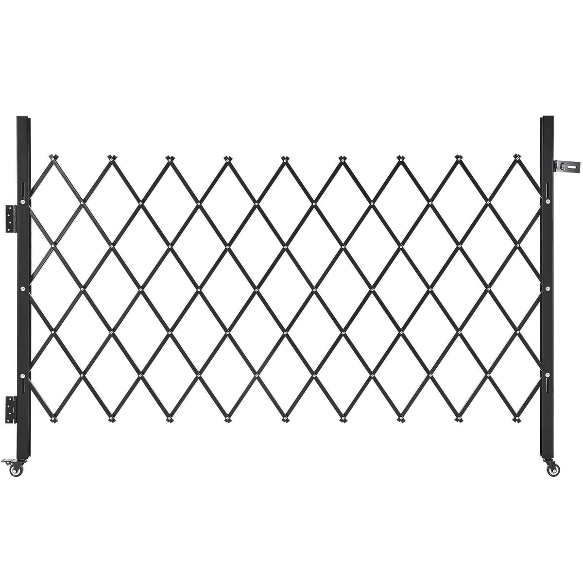 Single Folding Security Gate, Lockable Scissor Gate with 360 degree Swivel Casters, Outdoor Barricade Steel Retractable Gates, for Entry Security, Garage, Warehouse & Pool, 1900 x 1310 mm (W x H)