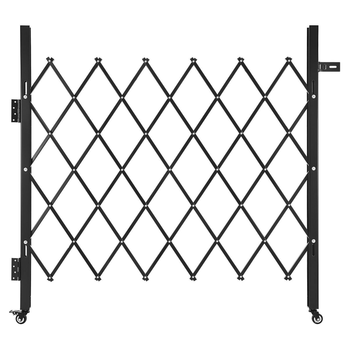 Single Folding Security Gate, Lockable Scissor Gate with 360 degree Swivel Casters, Outdoor Barricade Steel Retractable Gates, for Entry Security, Garage, Warehouse & Pool, 1100 x 1310 mm (W x H)