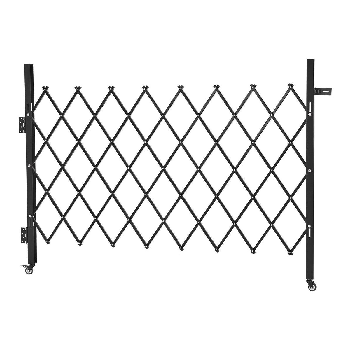 Single Folding Security Gate, Lockable Scissor Gate with 360 degree Swivel Casters, Outdoor Barricade Steel Retractable Gates, for Entry Security, Garage, Warehouse & Pool, 1700 x 1310 mm (W x H)