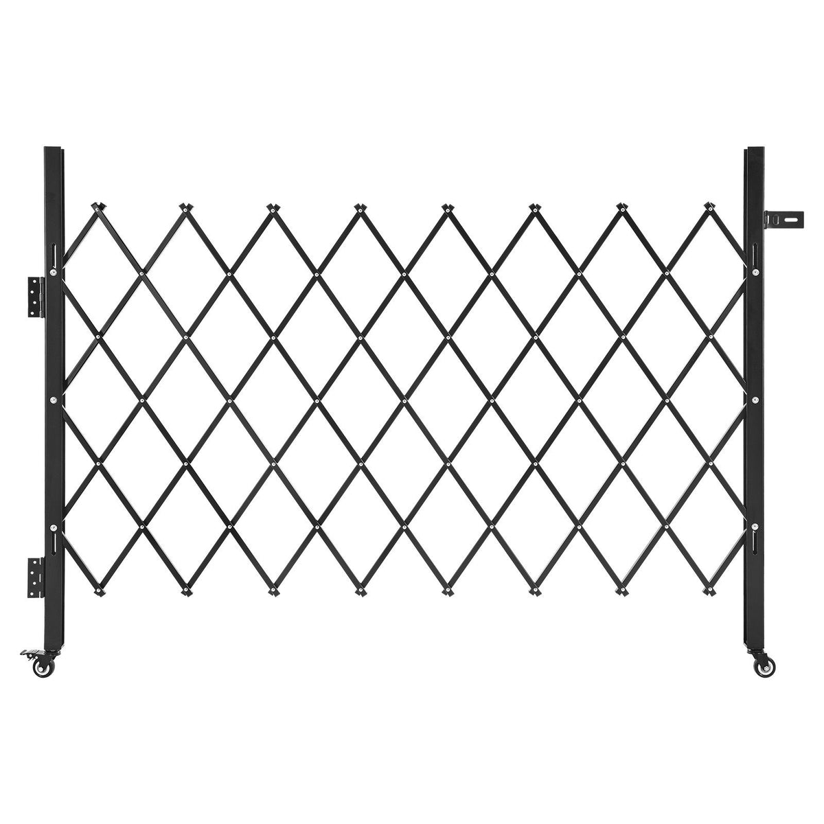 Single Folding Security Gate, Lockable Scissor Gate with 360 degree Swivel Casters, Outdoor Barricade Steel Retractable Gates, for Entry Security, Garage, Warehouse & Pool, 1700 x 1310 mm (W x H)