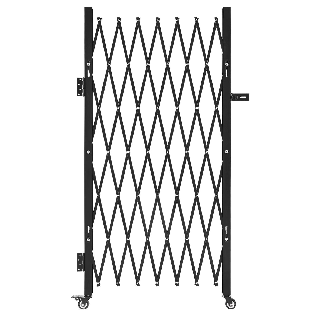 Single Folding Security Gate, Lockable Scissor Gate with 360 degree Swivel Casters, Outdoor Barricade Steel Retractable Gates, for Entry Security, Garage, Warehouse & Pool, 1800 x 1610 mm (W x H)