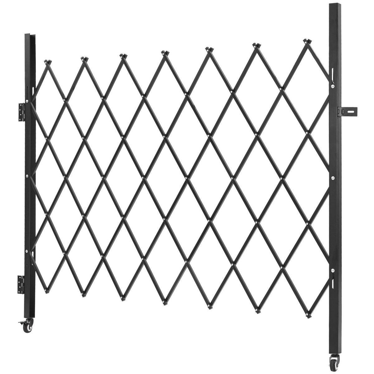 Single Folding Security Gate, Lockable Scissor Gate with 360 degree Swivel Casters, Outdoor Barricade Steel Retractable Gates, for Entry Security, Garage, Warehouse & Pool, 1800 x 1610 mm (W x H)