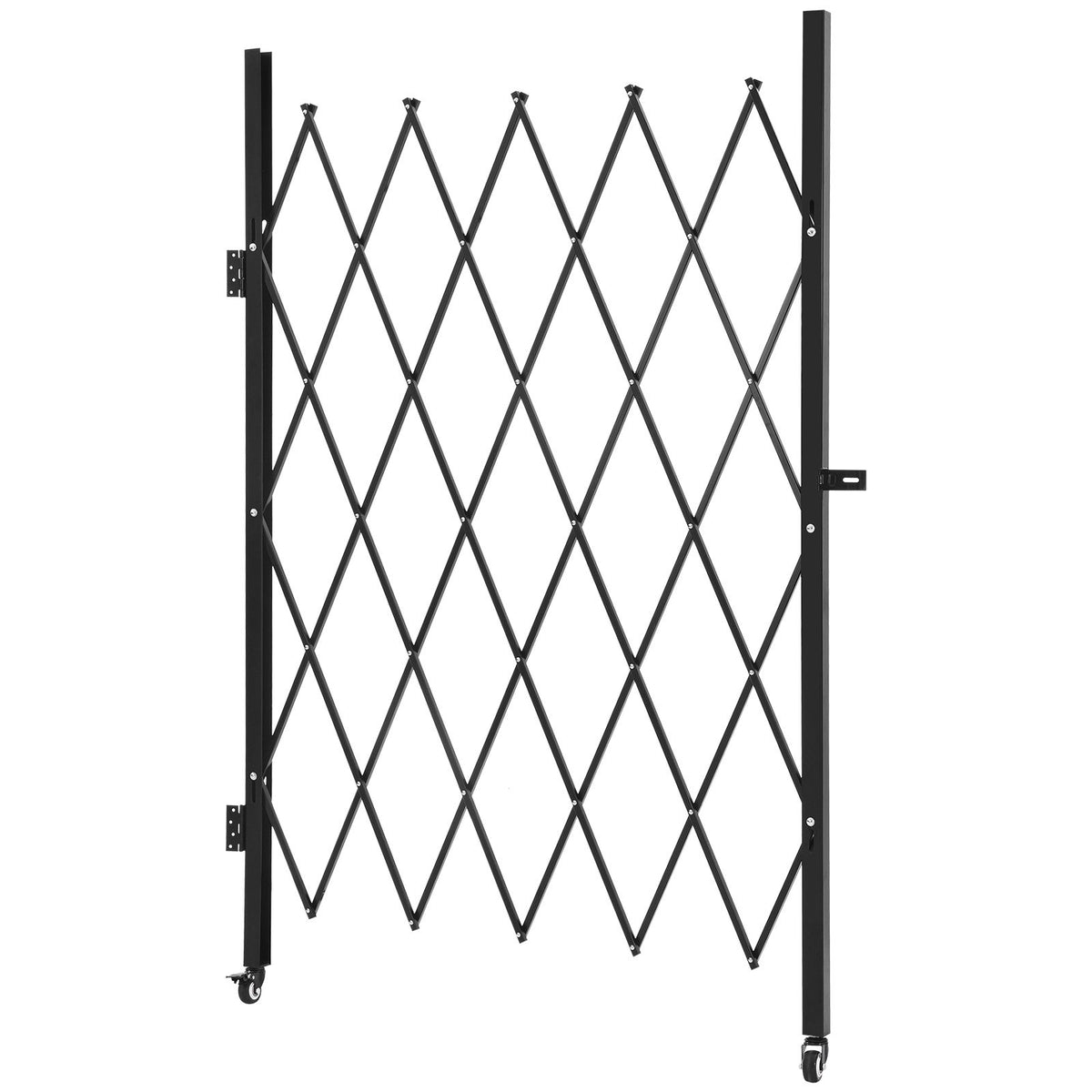 Single Folding Security Gate, Lockable Scissor Gate with 360 degree Swivel Casters, Outdoor Barricade Steel Retractable Gates, for Entry Security, Garage, Warehouse & Pool, 1260 x 1975 mm (W x H)