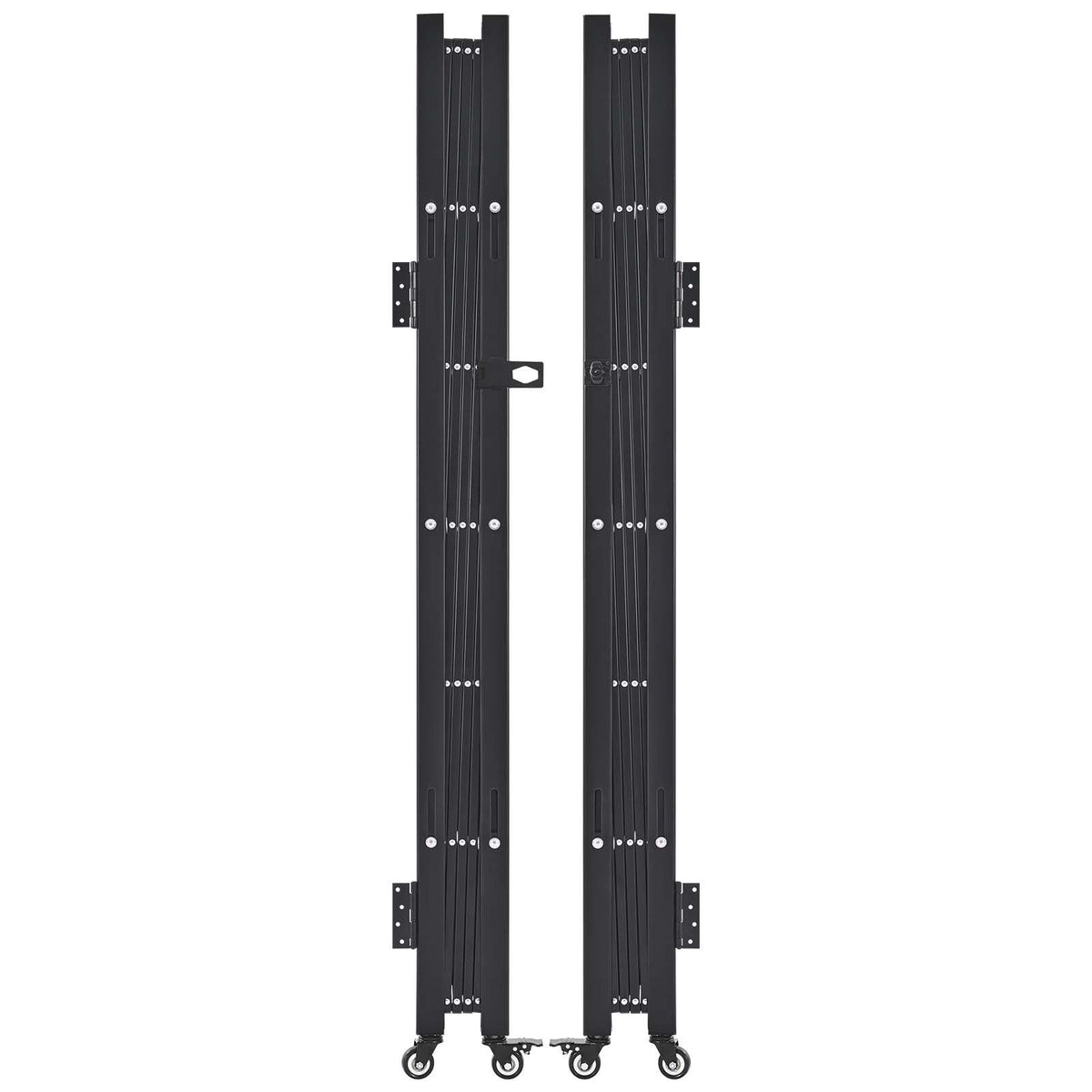 Double Folding Security Gate, Lockable Scissor Gate with 360 degree Swivel Casters, Outdoor Barricade Steel Retractable Gates, for Entry Security, Garage, Warehouse & Pool, 3200 x 1605 mm in (W x H)