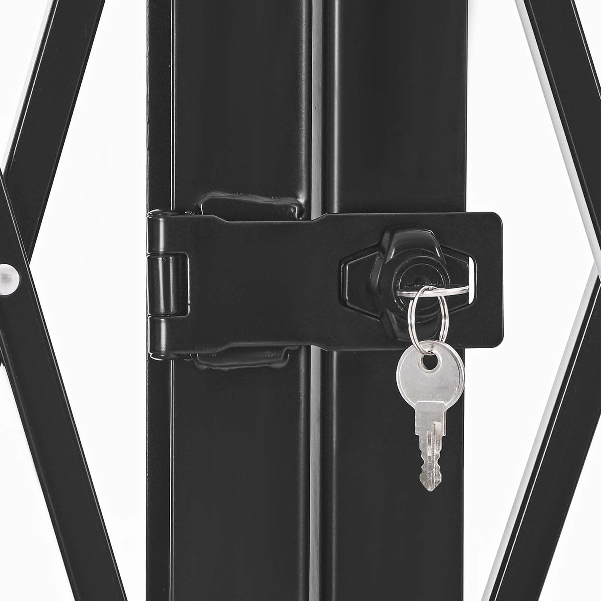 Double Folding Security Gate, Lockable Scissor Gate with 360 degree Swivel Casters, Outdoor Barricade Steel Retractable Gates, for Entry Security, Garage, Warehouse & Pool, 3200 x 1605 mm in (W x H)