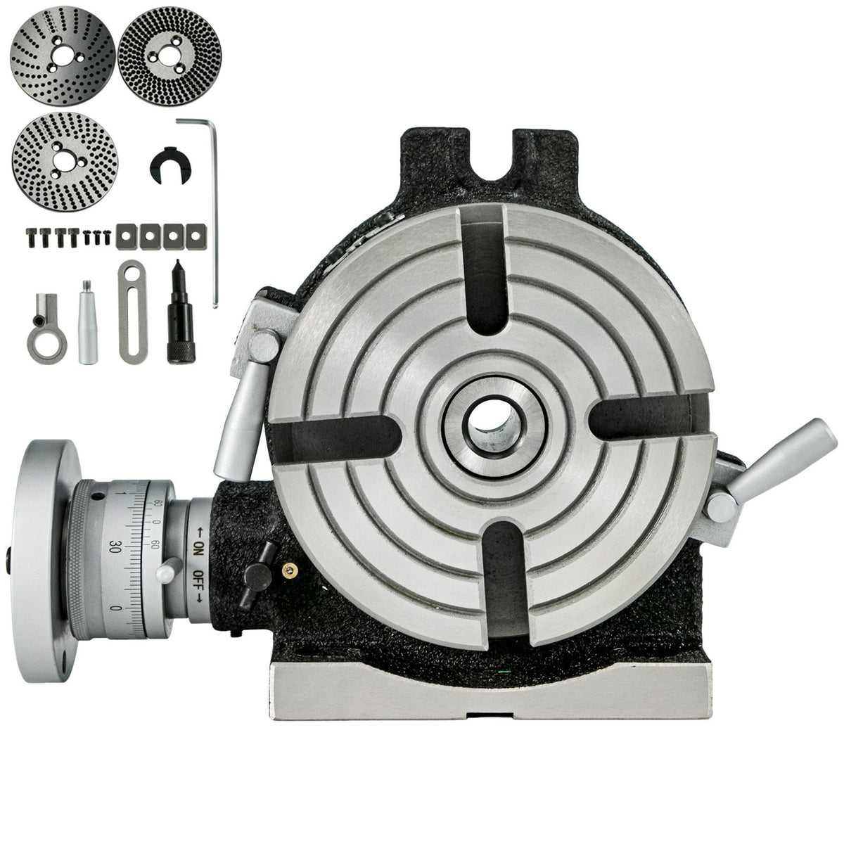 Rotary Table 6inch(150mm) Horizontal Vertical Milling Table 2/5inch(10mm) 4-Slot Milling Rotary Table MT-2 Rotary Table for Milling with Indexing Plate Set for Precision Milling Drilling
