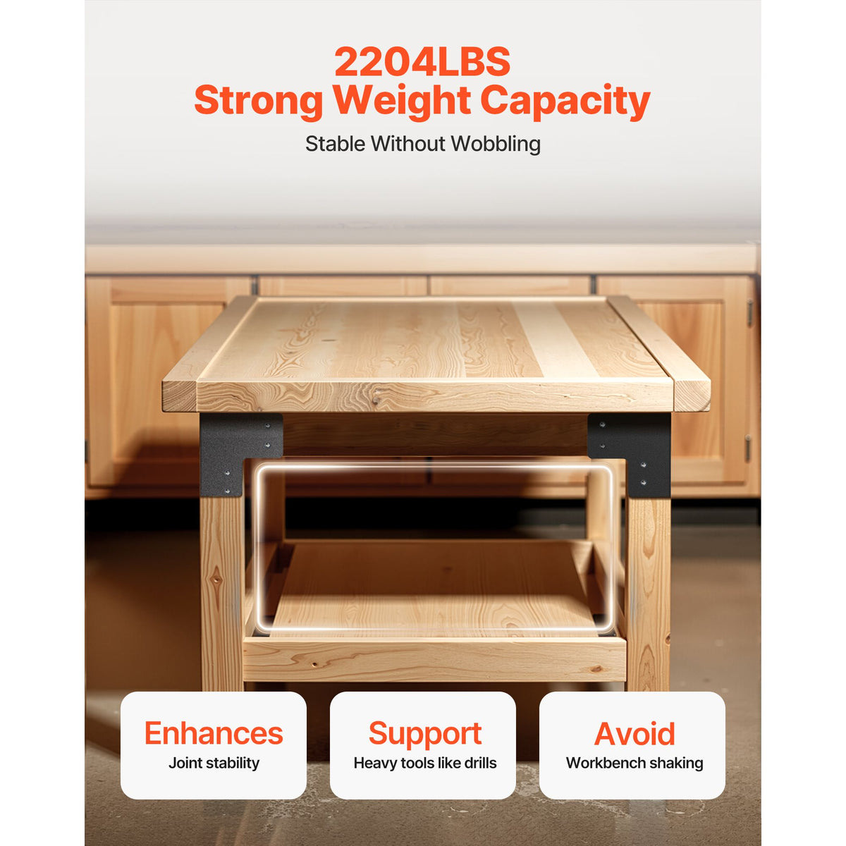 Workbench Corner Bracket Kit, 6.50 x 6.50 x 6.50 inch / 165 x 165 x 165 mm, 2204lbs/1000kg Load Capacity, Heavy Duty Sturdy Steel Angle Brackets with Screws, for Desk Shop Table Platform, 8 Pcs