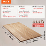 Desks: VEVOR Table Top, 55" x 27.6" x 1", 220.5 lbs Load Capacity, Universal One-Piece Particle Board Desktop for Height Adjustable Electric Standing Desk Frame, Rectangular Countertop for Home & Office Desk