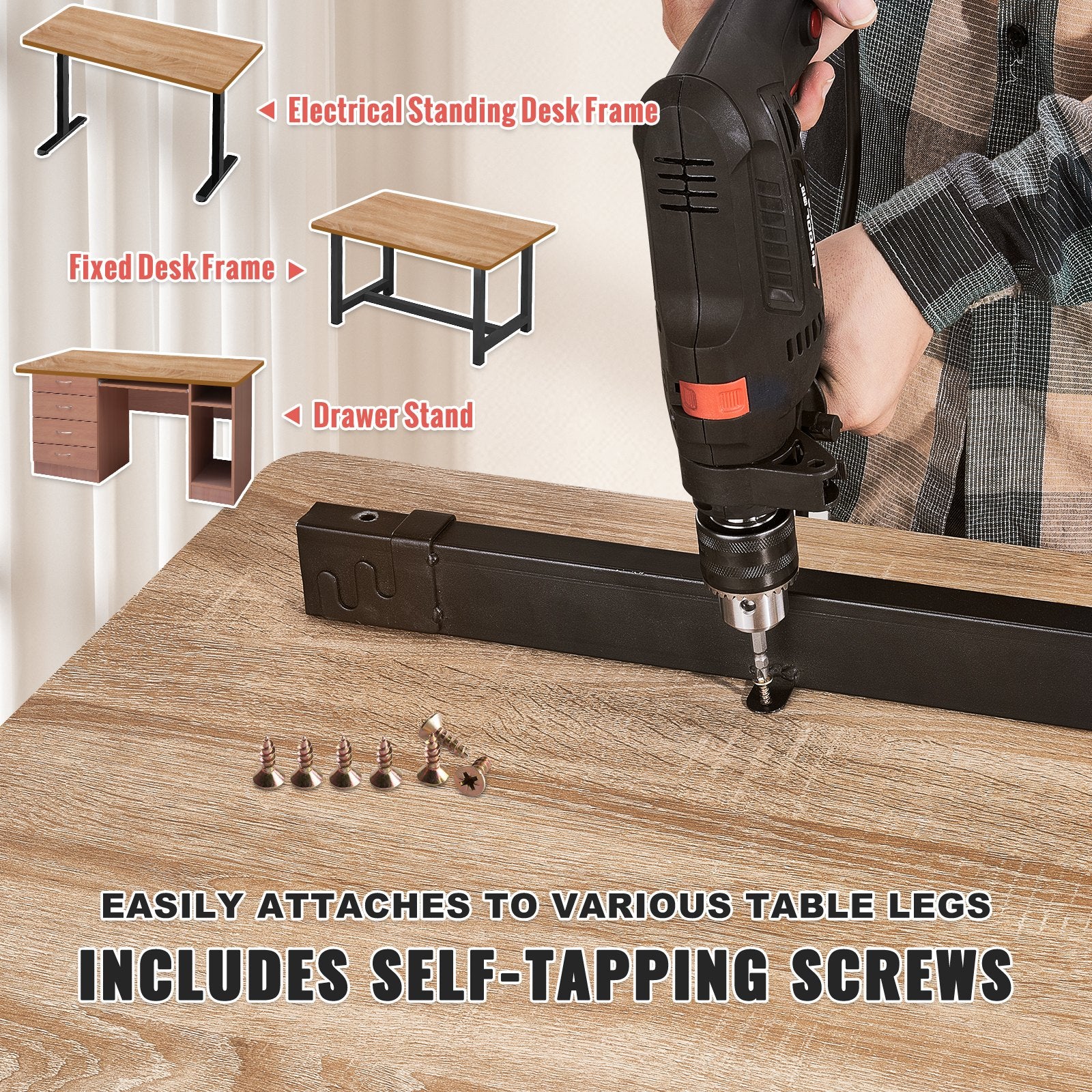 Desks: VEVOR Table Top, 63" x 31.5" x 1", 220.5 lbs Load Capacity, Universal One-Piece Particle Board Desktop for Height Adjustable Electric Standing Desk Frame, Rectangular Countertop for Home & Office Desk