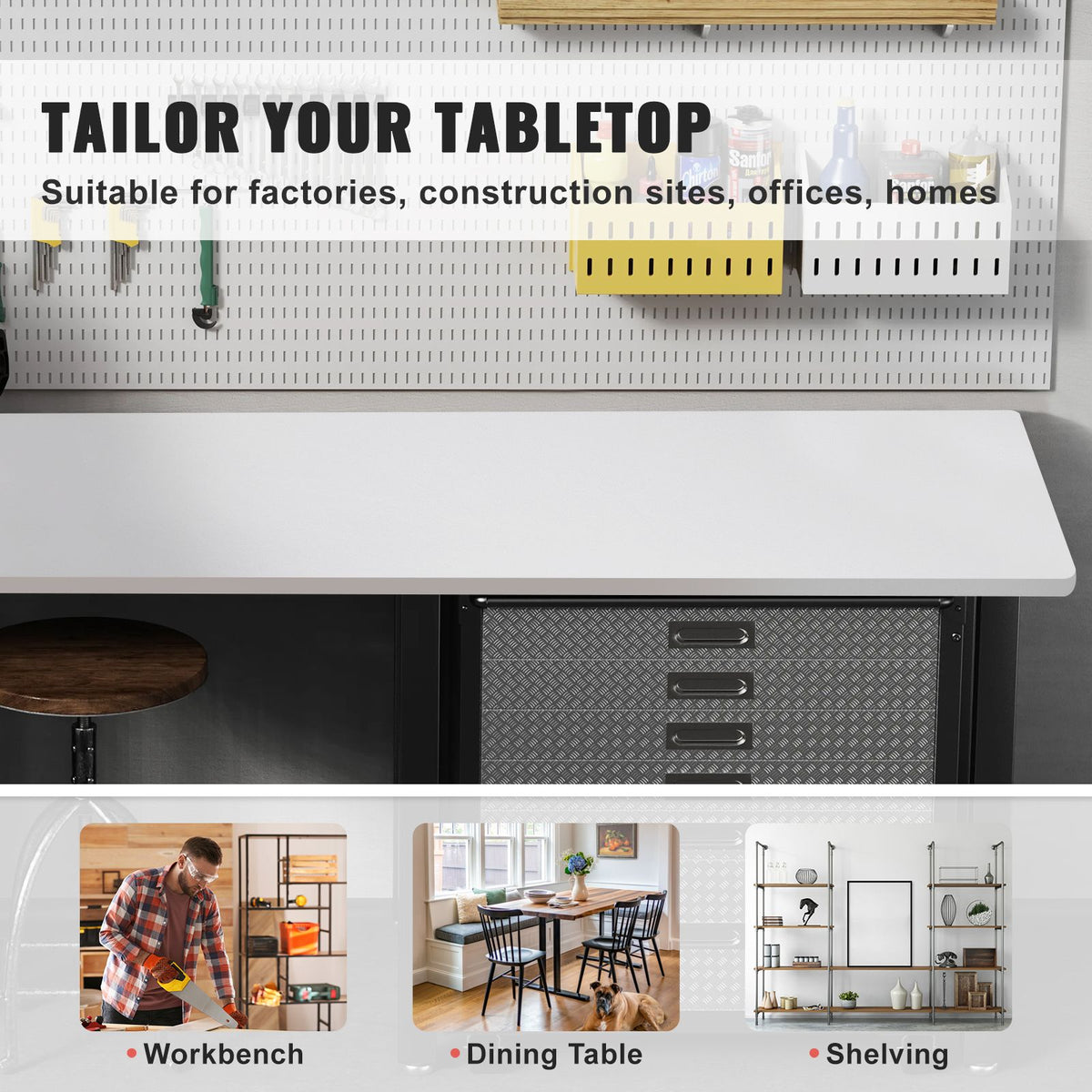 Table Top, 1524 x 635 x 25 mm, 100 kg Load Capacity, Universal One-Piece Particle Board Desktop for Height Adjustable Electric Standing Desk Frame, Rectangular Countertop for Home & Office Desk