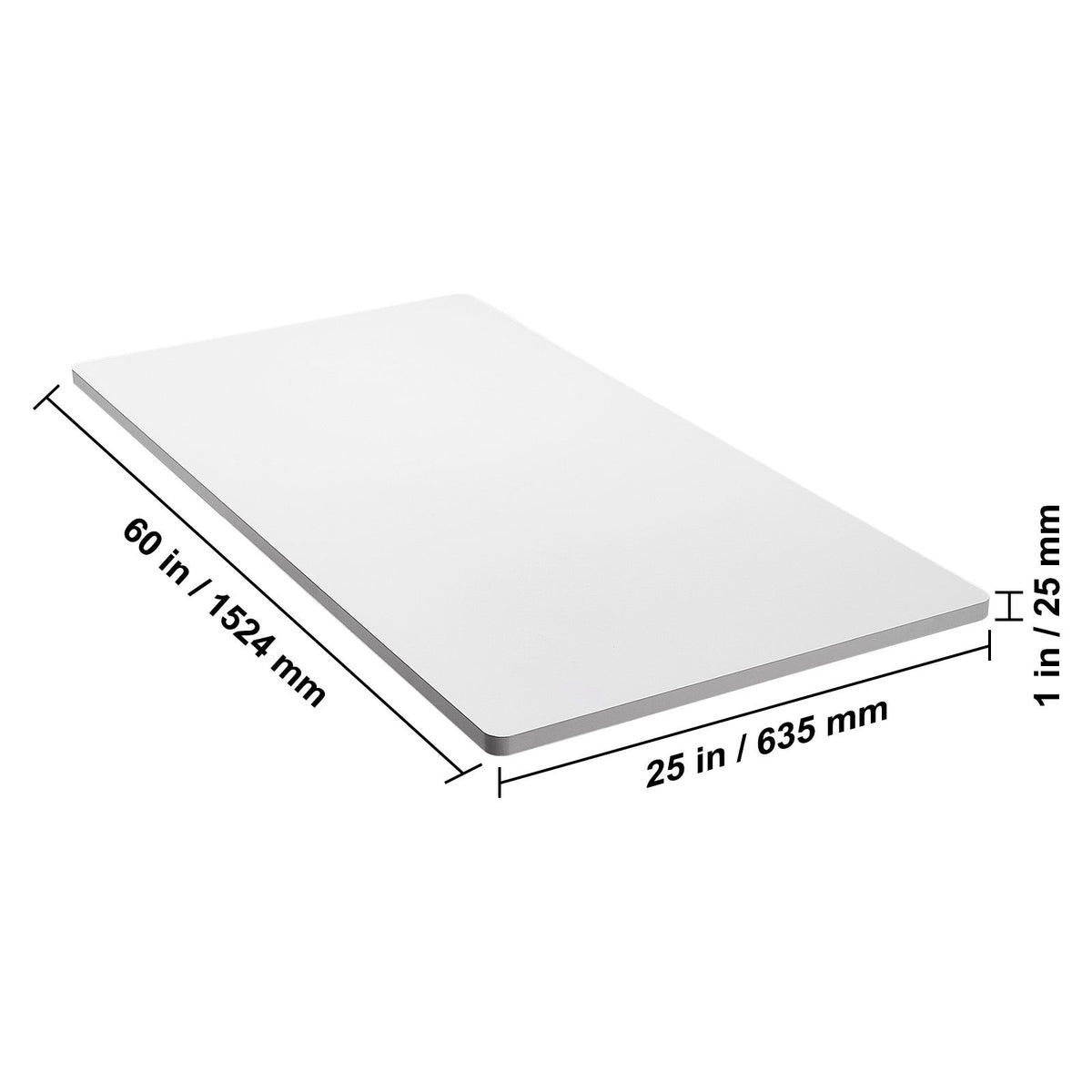 Table Top, 1524 x 635 x 25 mm, 100 kg Load Capacity, Universal One-Piece Particle Board Desktop for Height Adjustable Electric Standing Desk Frame, Rectangular Countertop for Home & Office Desk