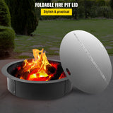 Fire Pits: VEVOR Fire Pit Lid Round 40 Inch Foldable Fire Pit Ring Snuff Cover 430 Stainless Steel Fire Pit Spark Screen Cover 3mm Thickness