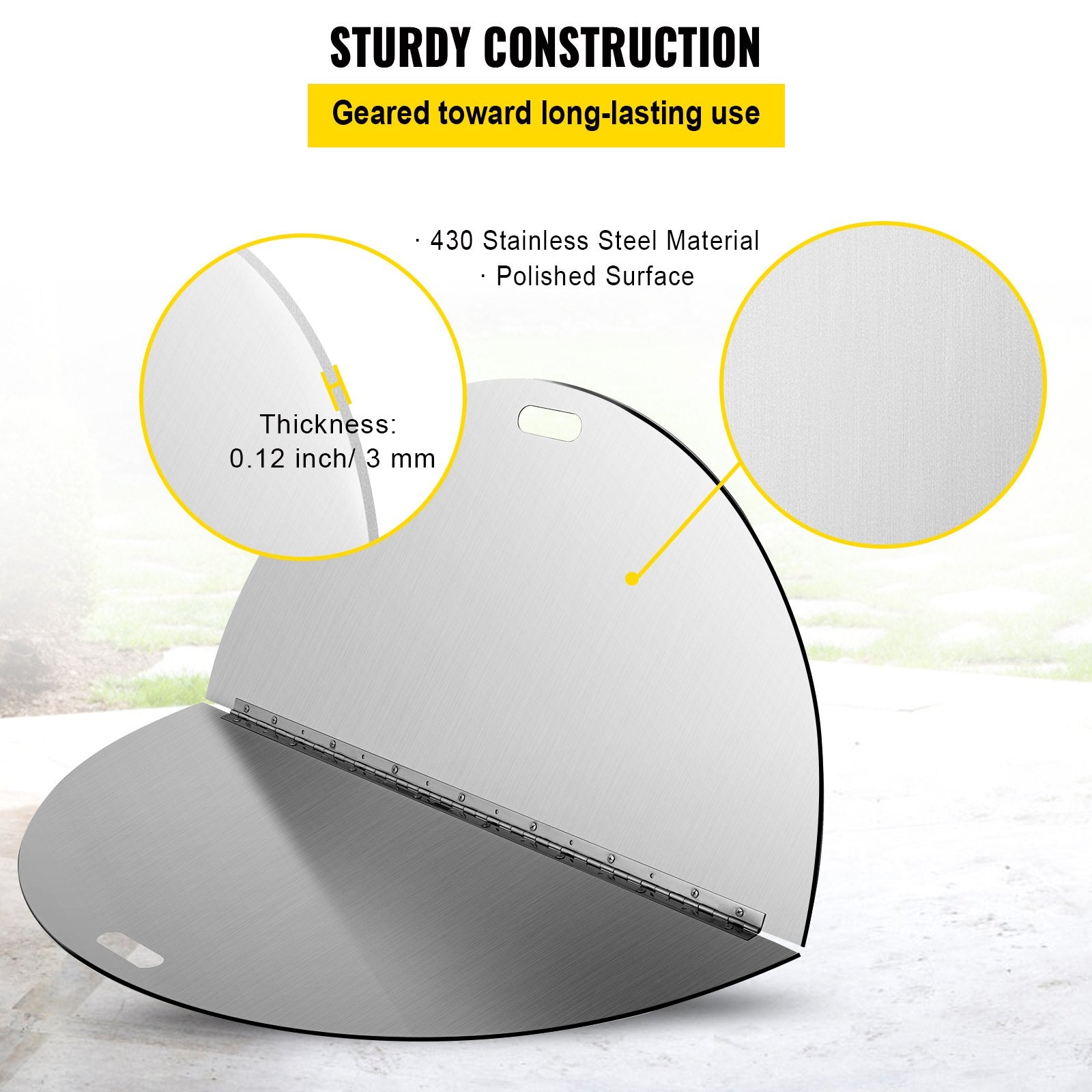 Fire Pits: VEVOR Fire Pit Lid Round 40 Inch Foldable Fire Pit Ring Snuff Cover 430 Stainless Steel Fire Pit Spark Screen Cover 3mm Thickness