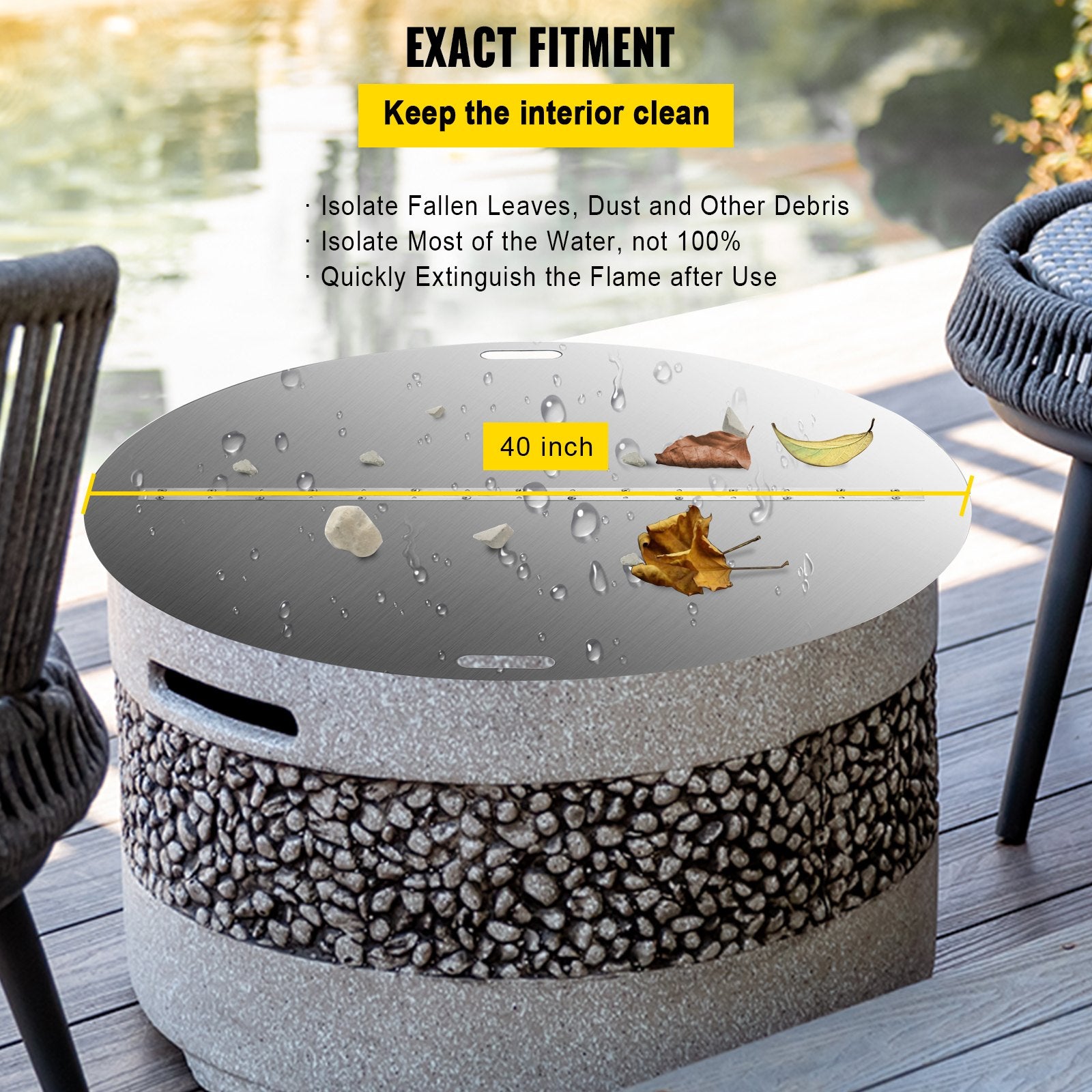 Fire Pits: VEVOR Fire Pit Lid Round 40 Inch Foldable Fire Pit Ring Snuff Cover 430 Stainless Steel Fire Pit Spark Screen Cover 3mm Thickness
