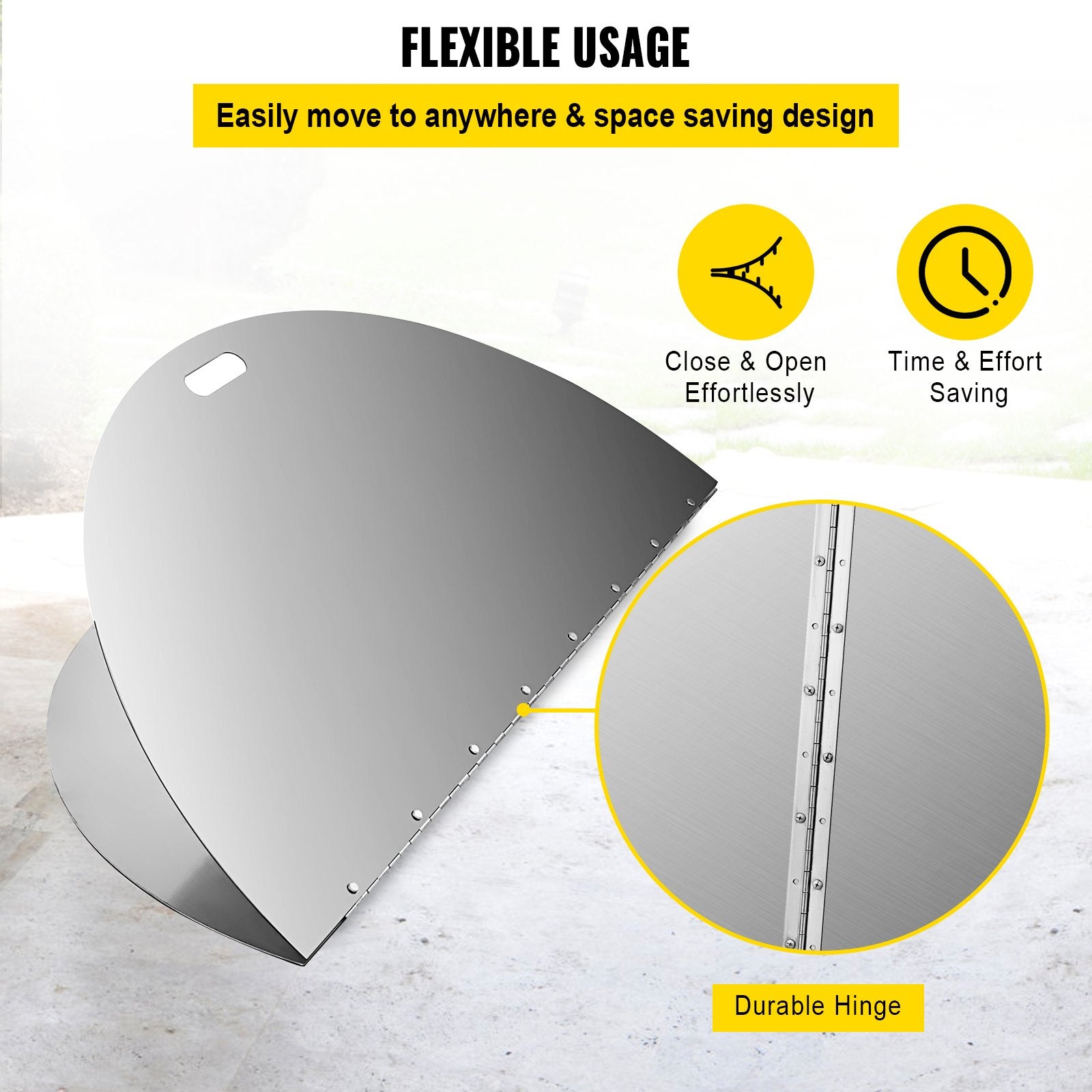 Fire Pits: VEVOR Fire Pit Lid Round 40 Inch Foldable Fire Pit Ring Snuff Cover 430 Stainless Steel Fire Pit Spark Screen Cover 3mm Thickness