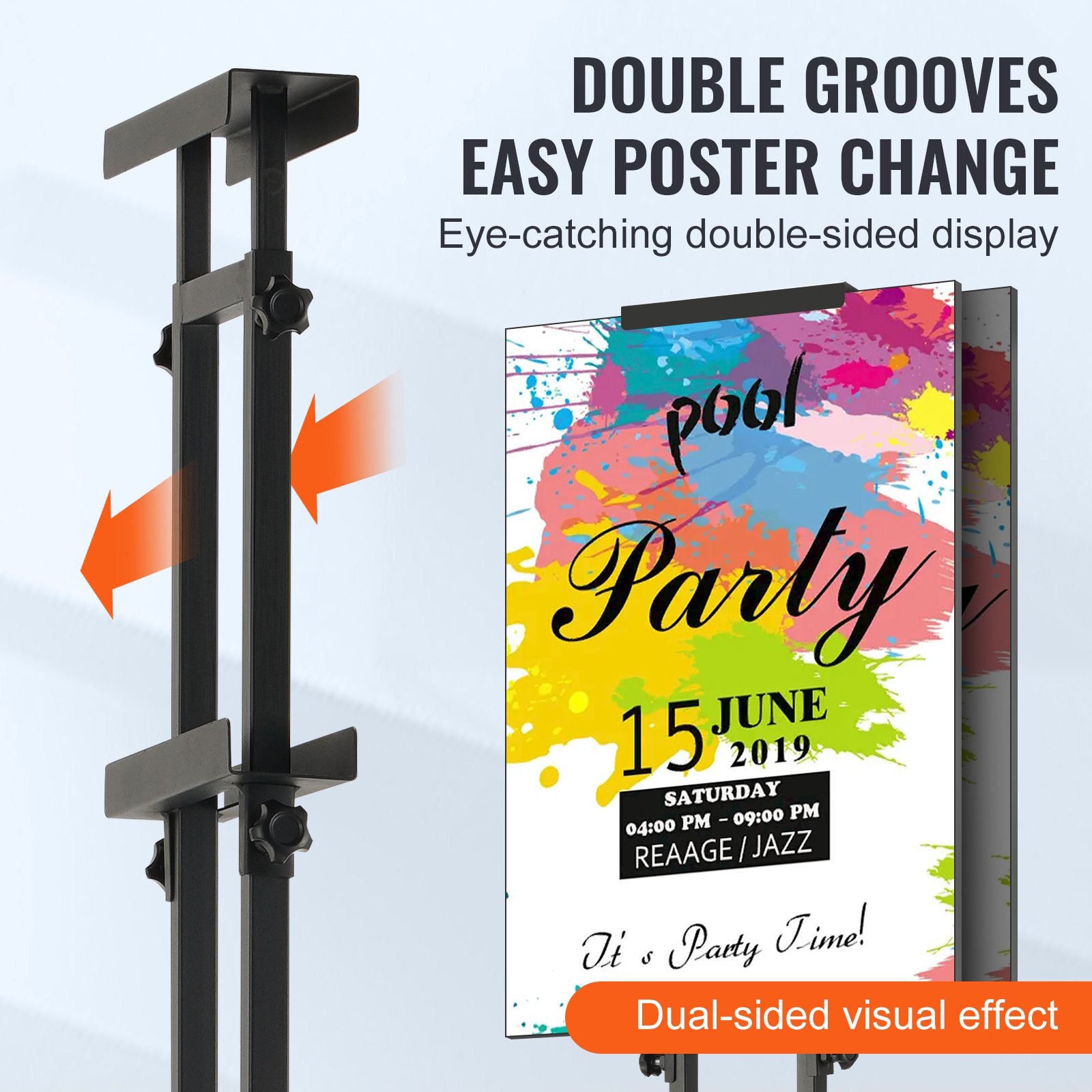 Desk Accessories: VEVOR Poster Stand, Adjustable Height Up to 75", Double-Sided Heavy Duty Pedestal Sign Holder, Floor Standing Sign Holder Banner Stand with Shock-absorbing Base for Display, for Board and Foam, Black
