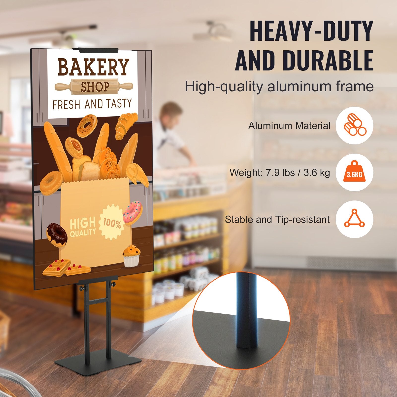 Desk Accessories: VEVOR Poster Stand, Adjustable Height Up to 75", Double-Sided Heavy Duty Pedestal Sign Holder, Floor Standing Sign Holder Banner Stand with Shock-absorbing Base for Display, for Board and Foam, Black