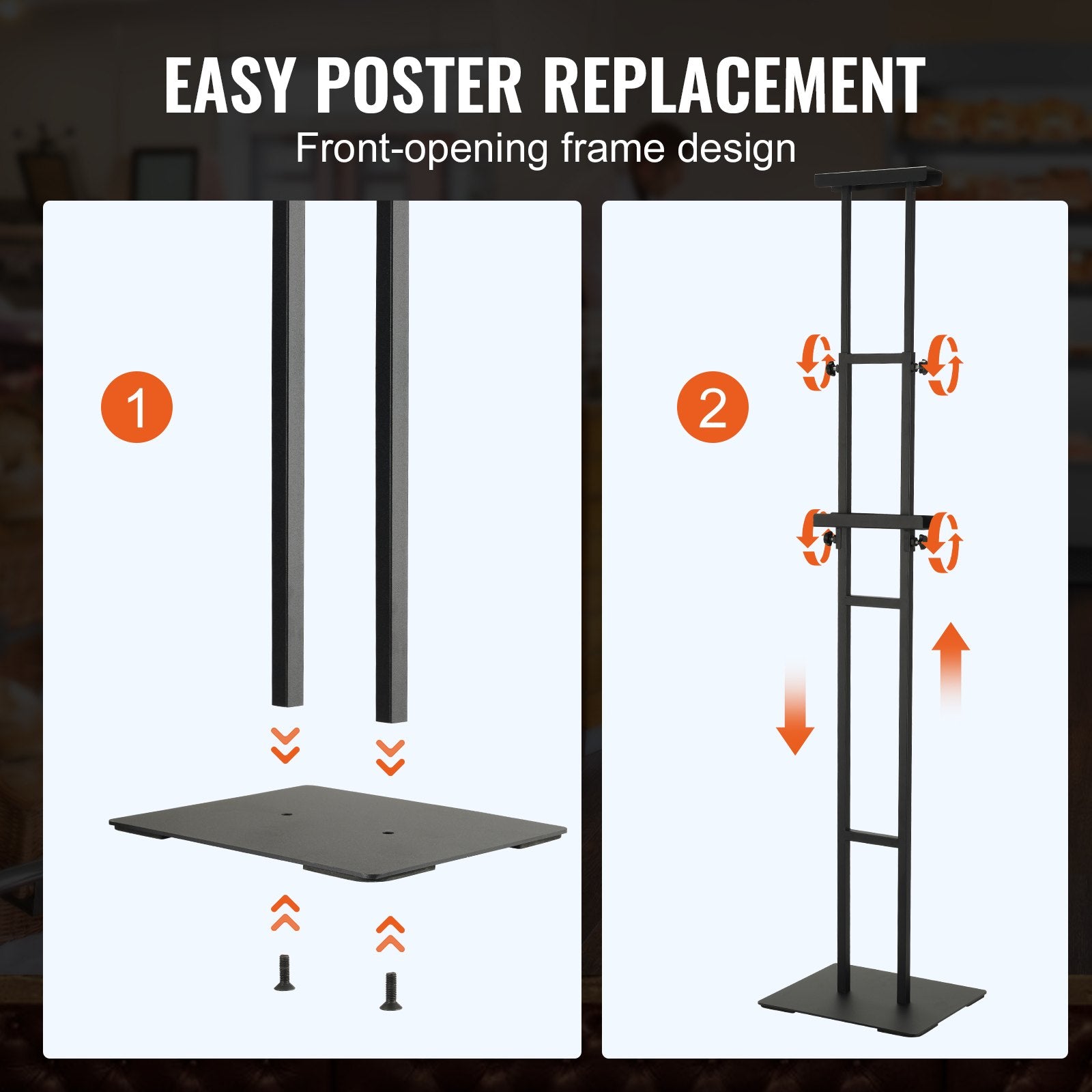 Desk Accessories: VEVOR Poster Stand, Adjustable Height Up to 75", Double-Sided Heavy Duty Pedestal Sign Holder, Floor Standing Sign Holder Banner Stand with Shock-absorbing Base for Display, for Board and Foam, Black