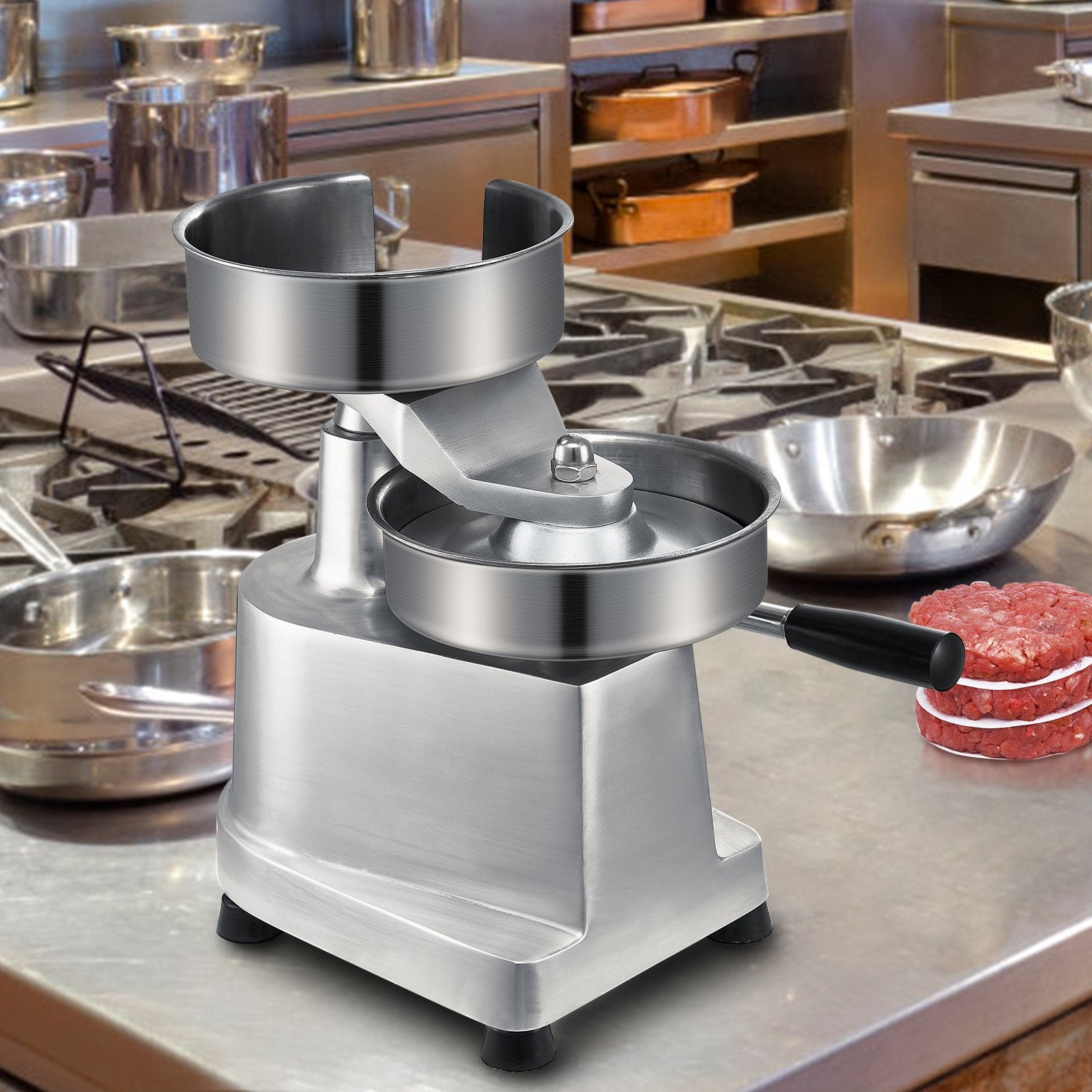 Food Storage: VEVOR Commercial Burger Patty Maker, 150mm Hamburger Beef Patty Maker, Heavy Duty Food-Grade Stainless Steel Bowl Burger Press Machine, Kitchen Meat Forming Processor with 1000 Pcs Patty Papers