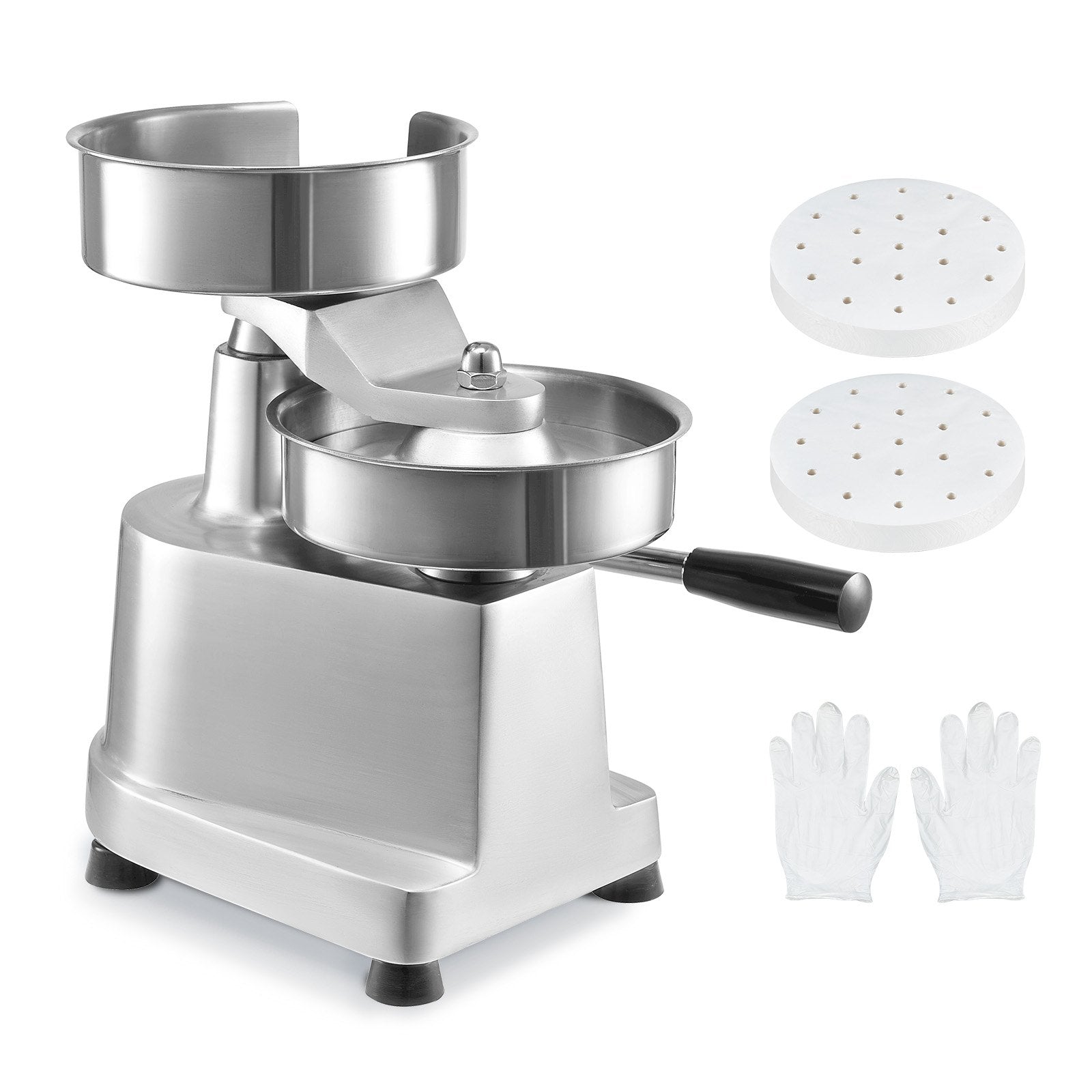 Food Storage: VEVOR Commercial Burger Patty Maker, 150mm Hamburger Beef Patty Maker, Heavy Duty Food-Grade Stainless Steel Bowl Burger Press Machine, Kitchen Meat Forming Processor with 1000 Pcs Patty Papers