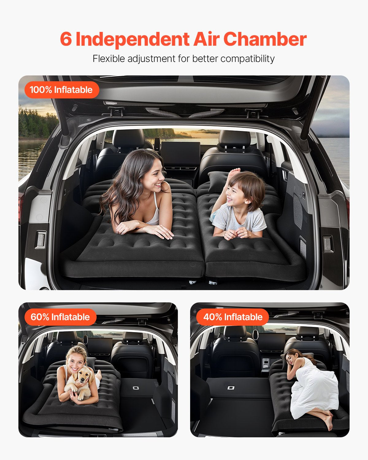 Inflatable Mattresses: VEVOR Car Air Mattress Inflatable Car Camping Travel Sleeping Bed SUV MPV Sedan