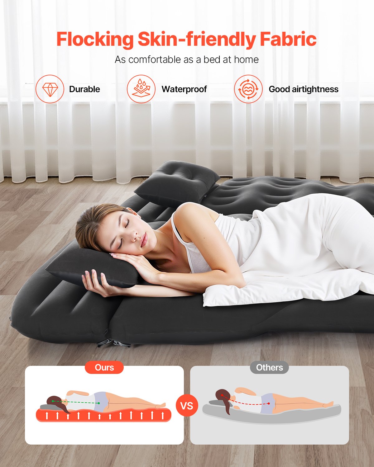 Inflatable Mattresses: VEVOR Car Air Mattress Inflatable Car Camping Travel Sleeping Bed SUV MPV Sedan