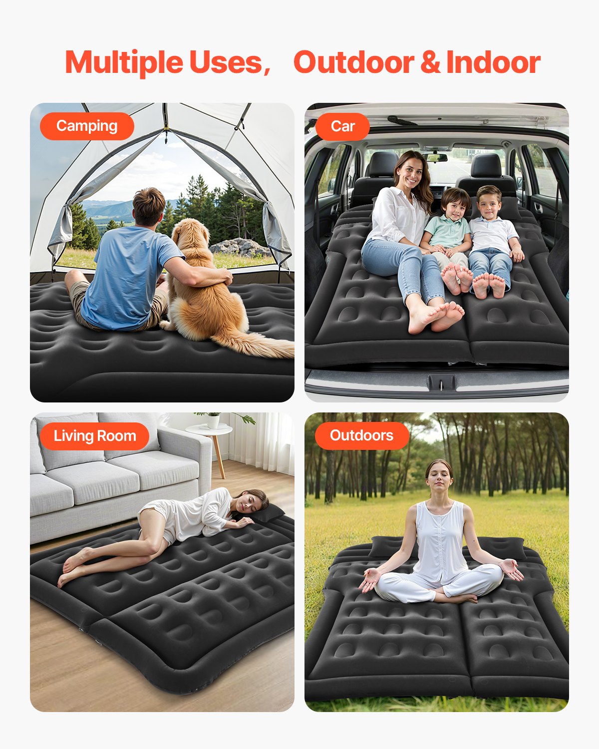 Inflatable Mattresses: VEVOR Car Air Mattress Inflatable Car Camping Travel Sleeping Bed SUV MPV Sedan