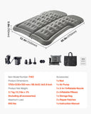 Inflatable Mattresses: VEVOR Car Air Mattress, Inflatable Car Camping Mattress, Flocking Thickened Travel Beds, Comfortable and Durable Portable Sleeping Pad with Air Pump, Nozzle, Carry Bag, Fits Most SUV MPV Sedan, Gray