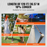 Gym Equipment & Accessories: VEVOR Double Braided Polyester Rope, 12.7 mm x 36.57 m, 48 Strands, 35.58kN Breaking Strength Outdoor Climbing Rope, Arborist Rigging Rope for Rock Hiking Camping Swing Rappelling Rescue, Orange/Black