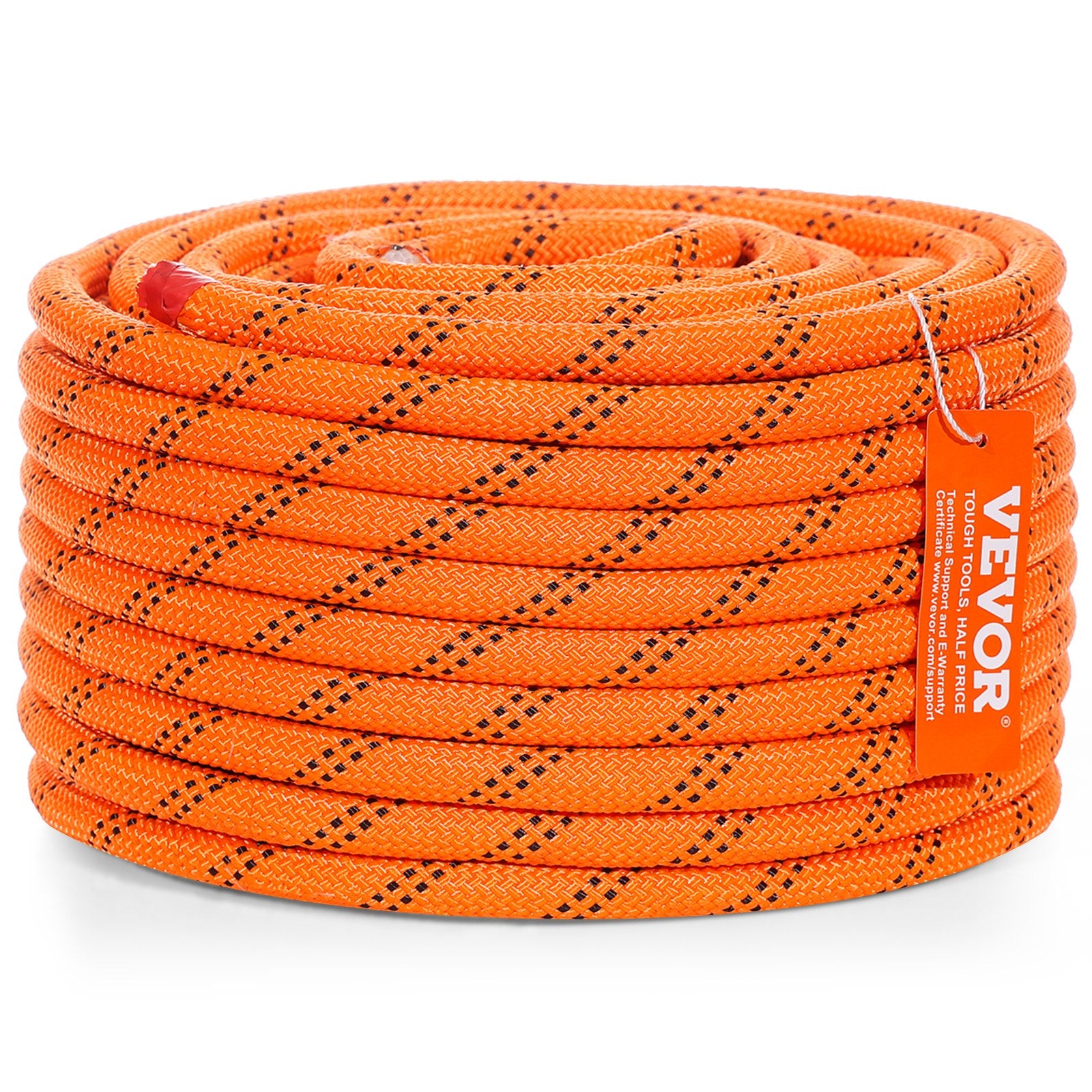 Gym Equipment & Accessories: VEVOR Double Braided Polyester Rope, 12.7 mm x 36.57 m, 48 Strands, 35.58kN Breaking Strength Outdoor Climbing Rope, Arborist Rigging Rope for Rock Hiking Camping Swing Rappelling Rescue, Orange/Black