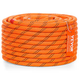 Gym Equipment & Accessories: VEVOR Double Braided Polyester Rope, 12.7 mm x 36.57 m, 48 Strands, 35.58kN Breaking Strength Outdoor Climbing Rope, Arborist Rigging Rope for Rock Hiking Camping Swing Rappelling Rescue, Orange/Black
