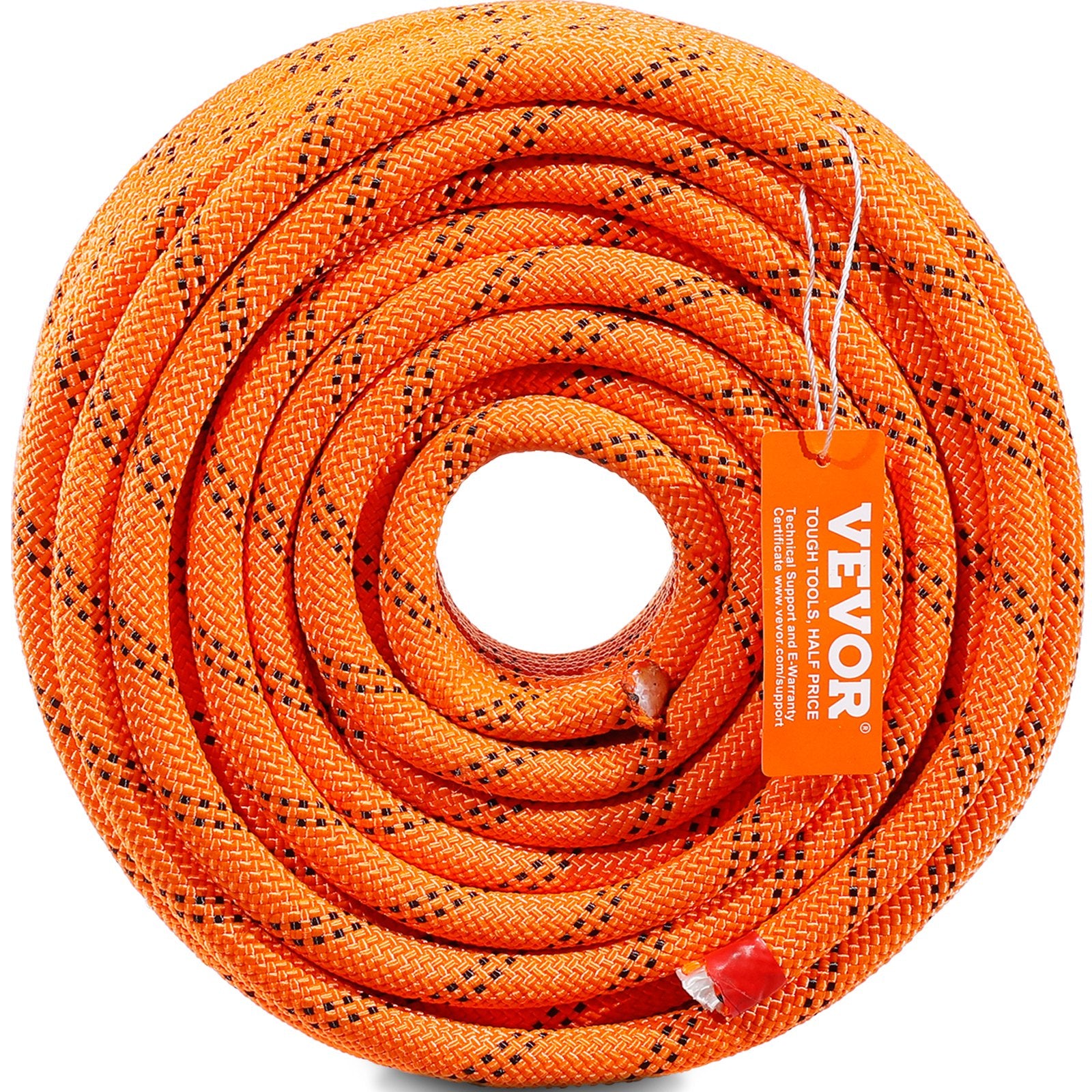 Gym Equipment & Accessories: VEVOR Double Braided Polyester Rope, 12.7 mm x 36.57 m, 48 Strands, 35.58kN Breaking Strength Outdoor Climbing Rope, Arborist Rigging Rope for Rock Hiking Camping Swing Rappelling Rescue, Orange/Black