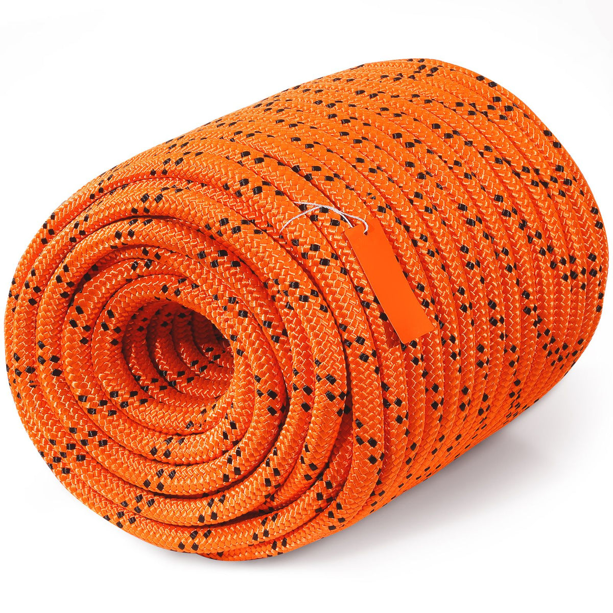 Double Braided Polyester Rope, 19 mm x 67.06 m, 24 Strands, 88.96kN Breaking Strength Outdoor Climbing Rope, Arborist Rigging Rope for Rock Hiking Camping Swing Rappelling Rescue, Orange/Black