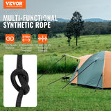 Gym Equipment & Accessories: VEVOR Braided Nylon Rope, 5 mm x 304.8 m, 32 Strands, 3.20kN Breaking Strength Outdoor Climbing Rope, Arborist Tree Climbing Rigging Rope Ideal for Rock Hiking Camping Swing Rappelling Rescue, Black