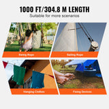 Gym Equipment & Accessories: VEVOR Braided Nylon Rope, 5 mm x 304.8 m, 32 Strands, 3.20kN Breaking Strength Outdoor Climbing Rope, Arborist Tree Climbing Rigging Rope Ideal for Rock Hiking Camping Swing Rappelling Rescue, Black