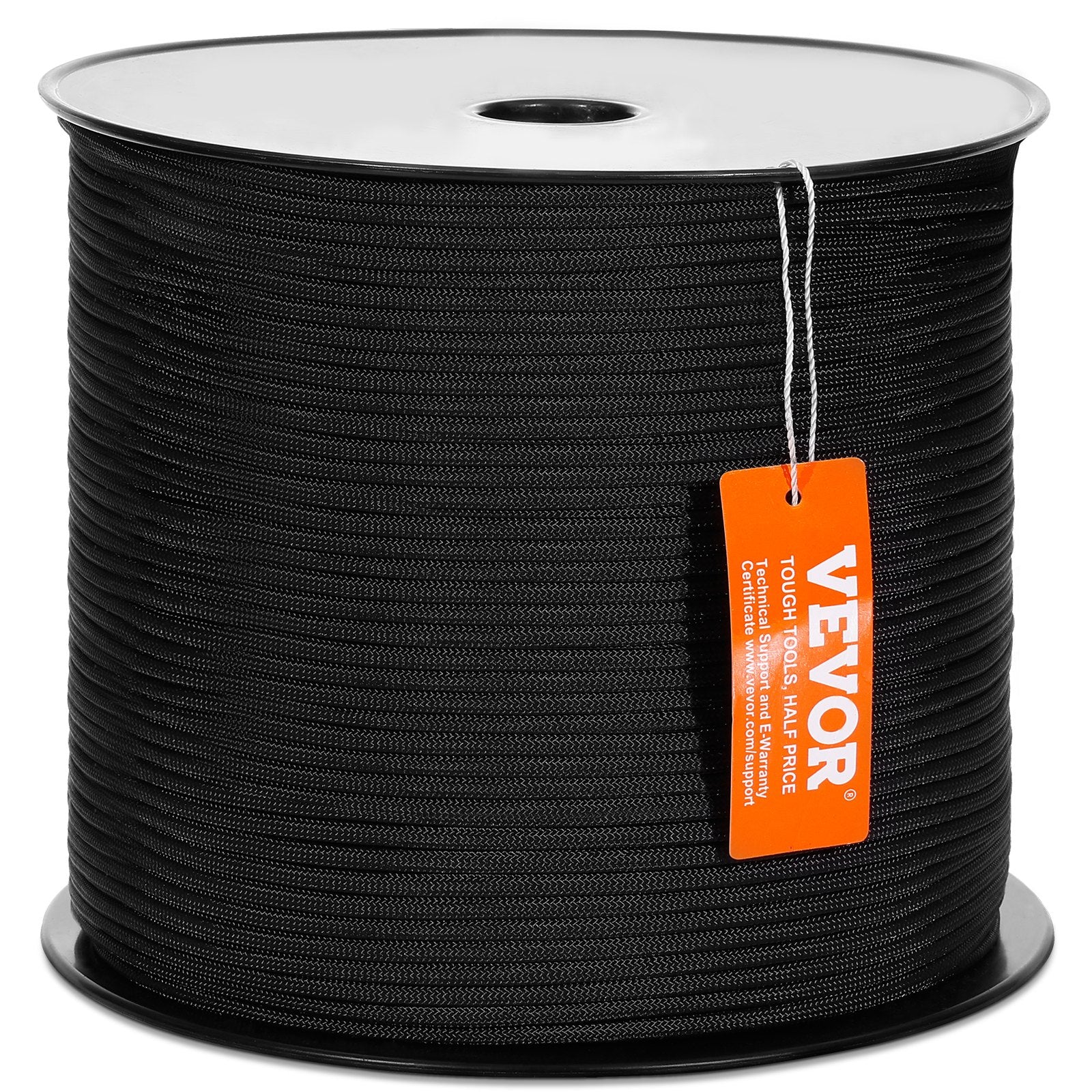 Gym Equipment & Accessories: VEVOR Braided Nylon Rope, 5 mm x 304.8 m, 32 Strands, 3.20kN Breaking Strength Outdoor Climbing Rope, Arborist Tree Climbing Rigging Rope Ideal for Rock Hiking Camping Swing Rappelling Rescue, Black