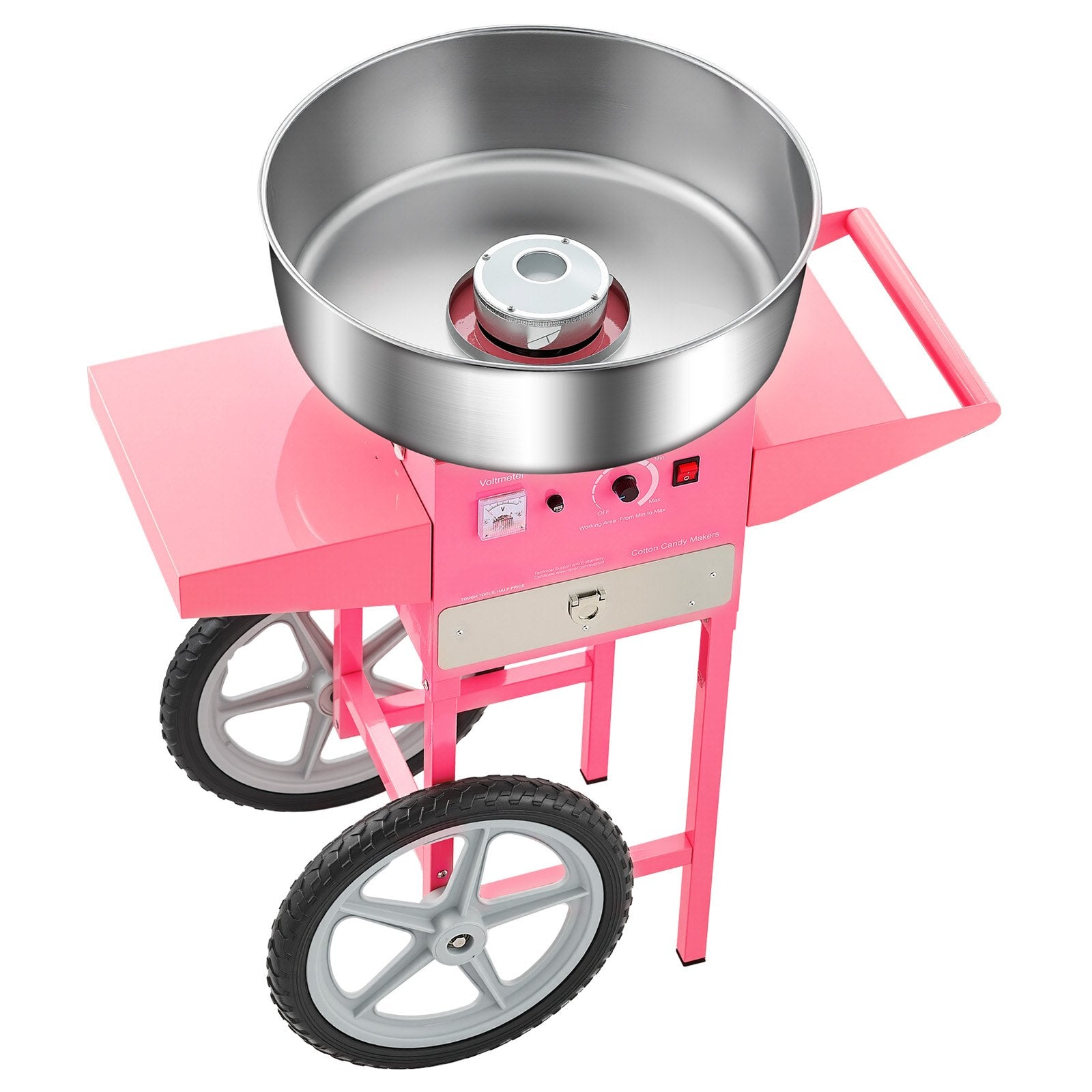 Food Storage: VEVOR Electric Cotton Candy Machine with Cart, 1000W Commercial Candy Floss Maker with 52cm in Stainless Steel Bowl, Sugar Scoop, and Drawer, Easy to Use, for Home, Kids Birthday, Family Party, Pink