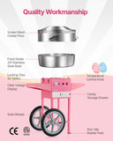 Food Storage: VEVOR Electric Cotton Candy Machine with Cart, 1000W Commercial Candy Floss Maker with 52cm in Stainless Steel Bowl, Sugar Scoop, and Drawer, Easy to Use, for Home, Kids Birthday, Family Party, Pink