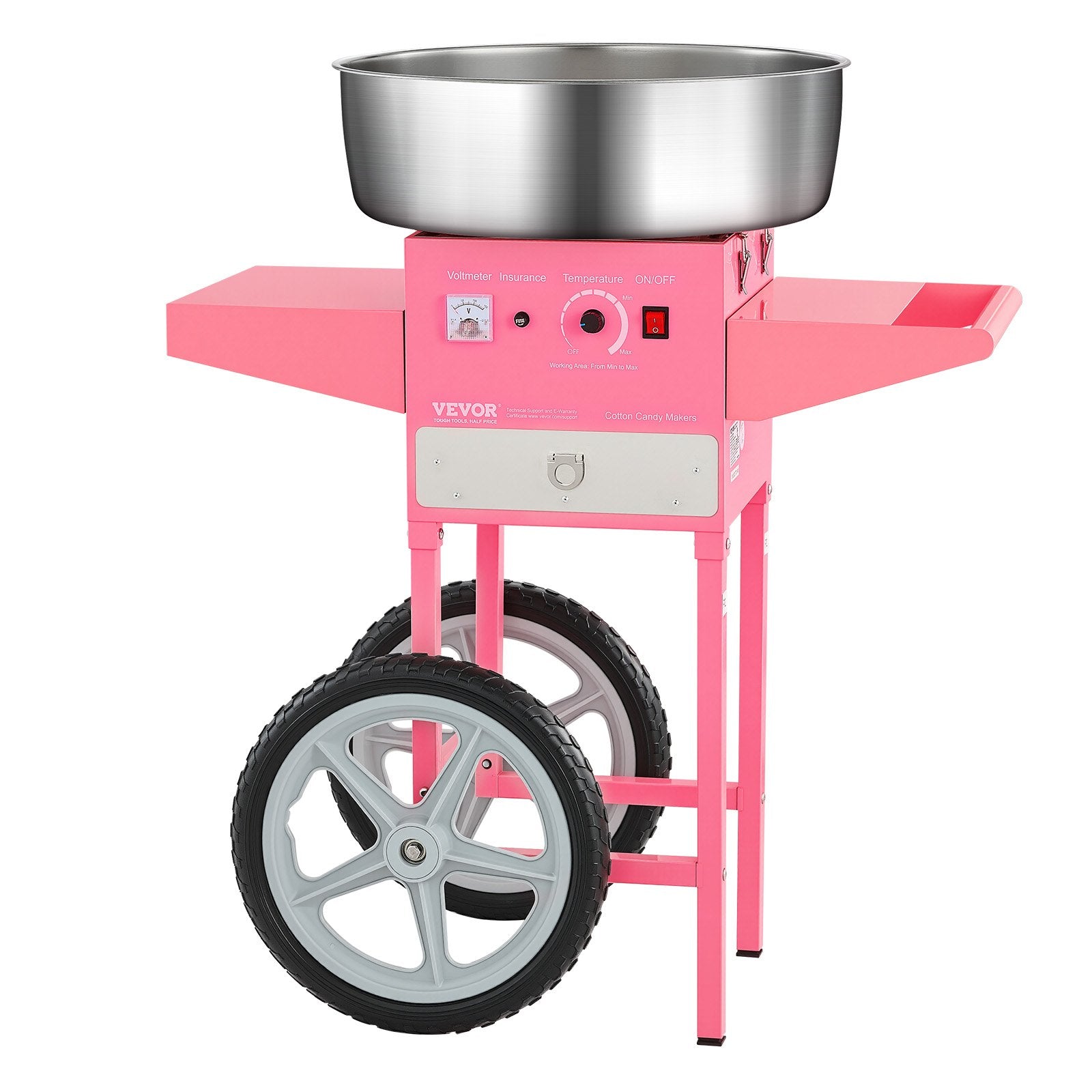 Food Storage: VEVOR Electric Cotton Candy Machine with Cart, 1000W Commercial Candy Floss Maker with 52cm in Stainless Steel Bowl, Sugar Scoop, and Drawer, Easy to Use, for Home, Kids Birthday, Family Party, Pink