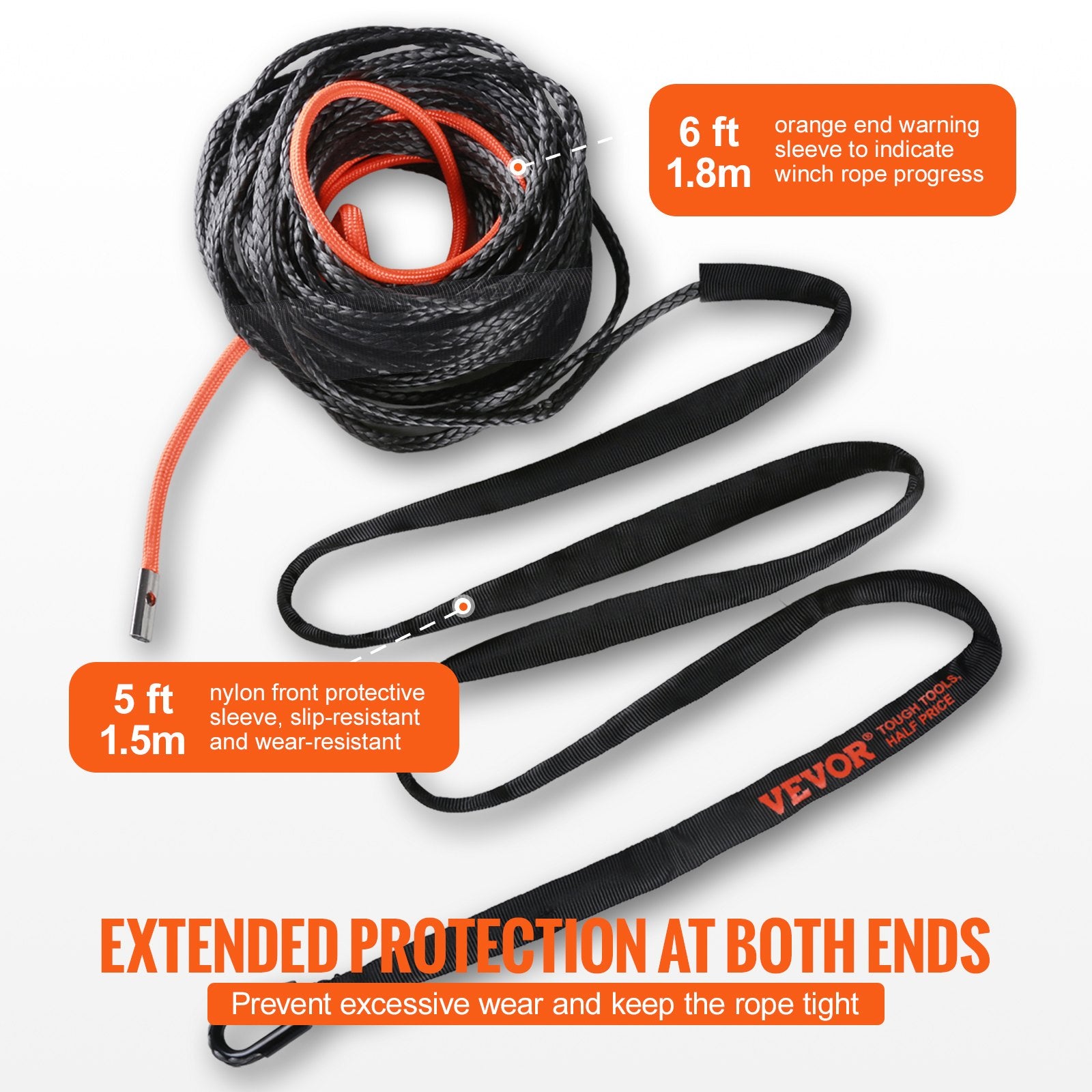 Wine & Champagne Hampers: VEVOR Synthetic Winch Rope, 12.7 mm x 28 m, 142.3 kN, Synthetic Winch Line Cable Rope with Protective Sleeve + Forged Winch Hook + Pull Strap, Universal Fit for SUV, Large Off-Road Vehicle, Truck