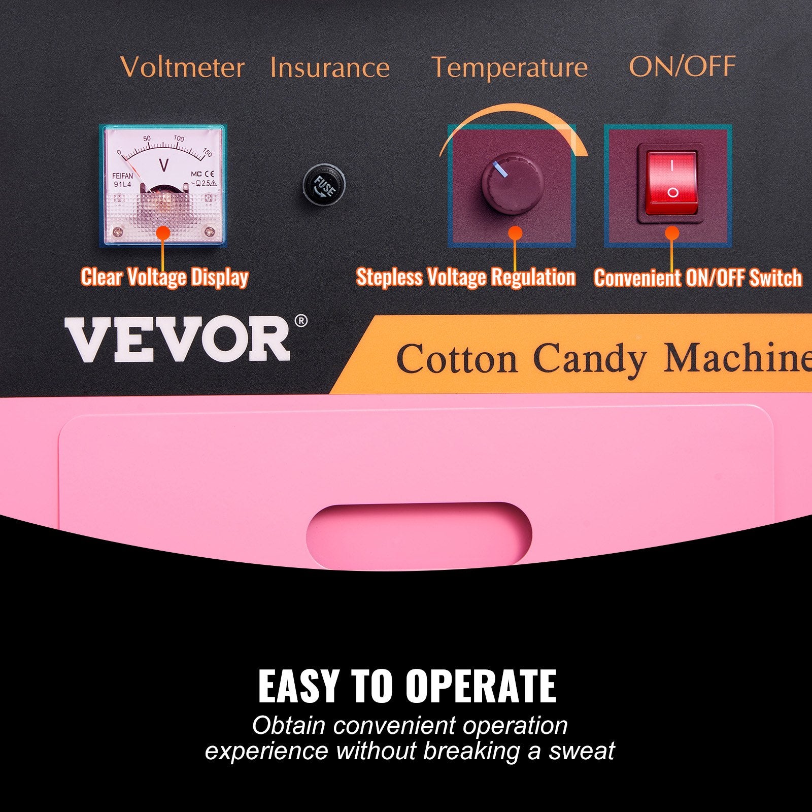 Commercial Cotton Candy Machine with Cart Sugar Floss Maker 1000W Party