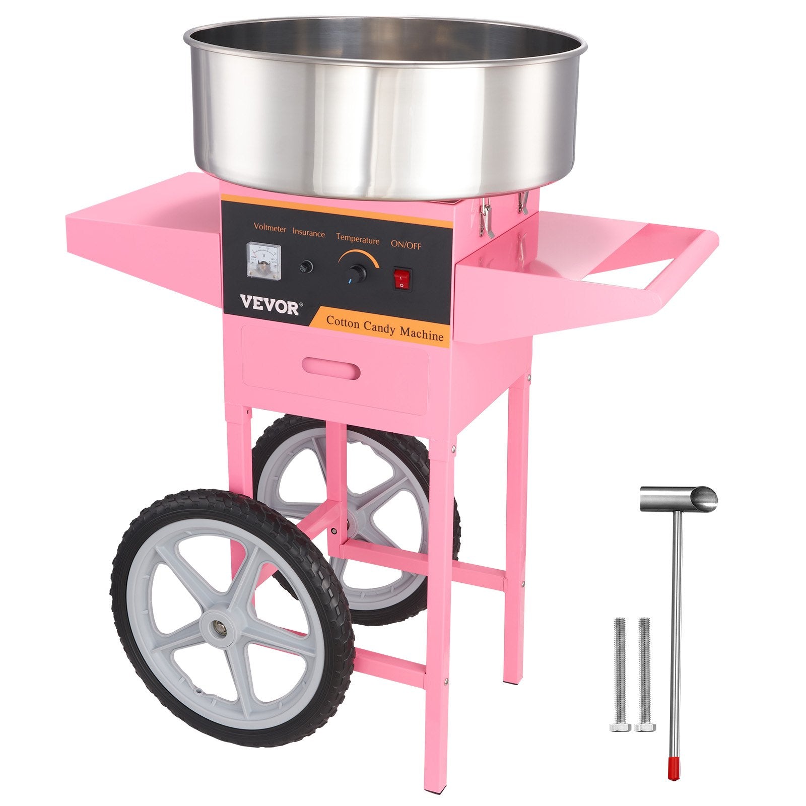 Commercial Cotton Candy Machine with Cart Sugar Floss Maker 1000W Party