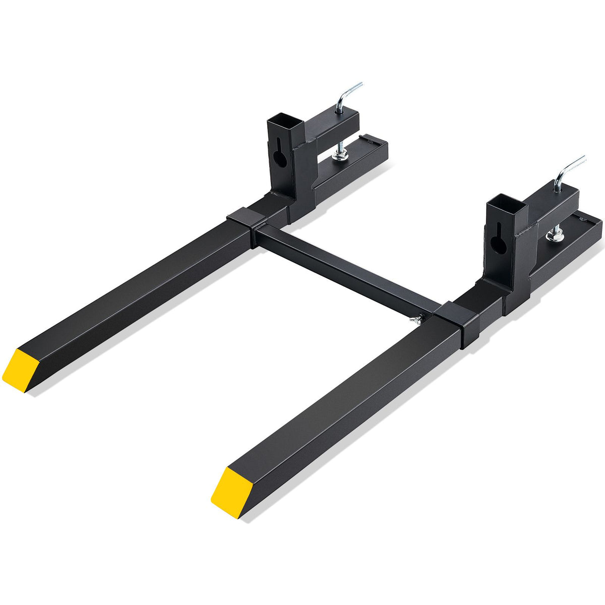 Pallet Forks, 907 kg Clamp on Pallet Forks, 1090 mm Total Length Tractor Bucket Forks with Adjustable Stabilizer bar, Heavy Duty Pallet Forks for Tractor Attachments, Skid Steer, Loader Bucket